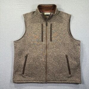 Tom Beckbe Marled Knit Fleece Full Zip Vest Mens XL Brown Heather Mock Neck 4482